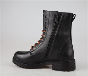 CASTLE BLACK 90006 Hakiki Deri Siyah Kadın Bot