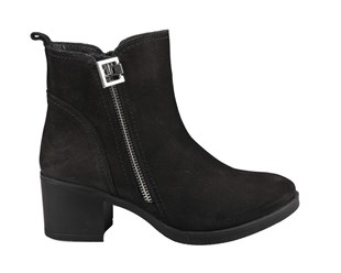 CASTLE BLACK 92163 Hakiki Deri Siyah Suet Kadın Bot