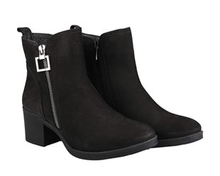 CASTLE BLACK 92163 Hakiki Deri Siyah Suet Kadın Bot