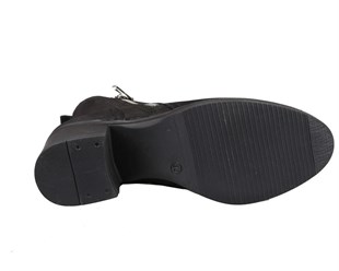 CASTLE BLACK 92163 Hakiki Deri Siyah Suet Kadın Bot