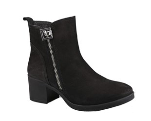 CASTLE BLACK 92163 Hakiki Deri Siyah Suet Kadın Bot