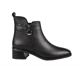 CASTLE BLACK 9780 Hakiki Deri Siyah Kadın Bot