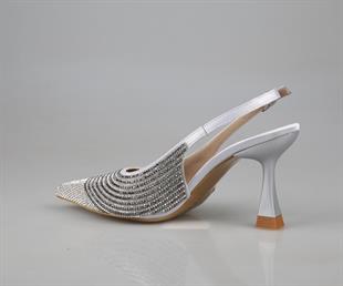 Feles 042-367 Gümüş Kadın Topuklu Ayakkabı