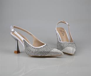 Feles 042-367 Gümüş Kadın Topuklu Ayakkabı