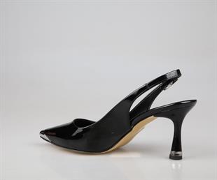 Feles 047-112 Siyah Rugan Kadın Topuklu Ayakkabı