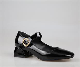 Feles 058-510 Siyah Rugan Kadın Topuklu Ayakkabı