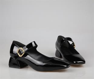 Feles 058-510 Siyah Rugan Kadın Topuklu Ayakkabı