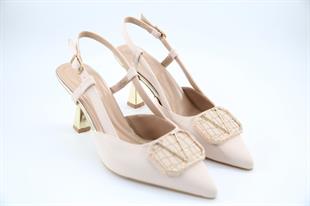 Feles 077-1183-15 Krem Kadın Topuklu Ayakkabı