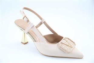 Feles 077-1183-15 Krem Kadın Topuklu Ayakkabı