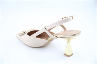 Feles 077-1183-15 Krem Kadın Topuklu Ayakkabı