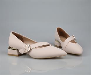 Feles 077-2058-51 Krem Kadın Topuklu Ayakkabı