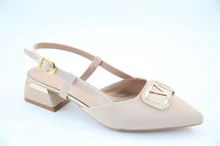 Feles 077-2058-55 Krem Kadın Topuklu Ayakkabı