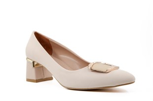 Feles 077-3368-03 Krem Kadın Topuklu Ayakkabı