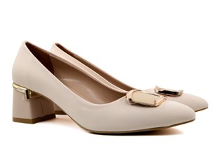 Feles 077-3368-03 Krem Kadın Topuklu Ayakkabı