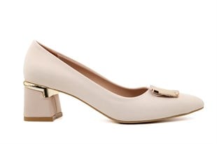 Feles 077-3368-03 Krem Kadın Topuklu Ayakkabı