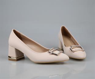 Feles 077-3368-21 Krem Kadın Topuklu Ayakkabı