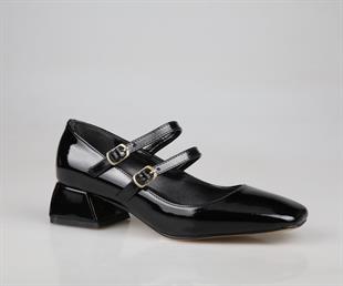 Feles 106-520 Siyah Rugan Kadın Topuklu Ayakkabı