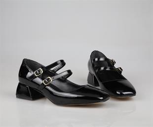 Feles 106-520 Siyah Rugan Kadın Topuklu Ayakkabı