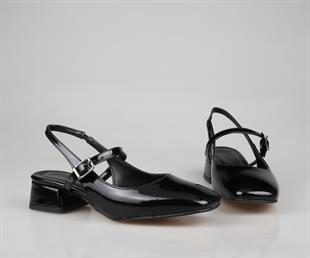 Feles 106-530 Siyah Rugan Kadın Topuklu Ayakkabı