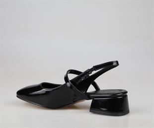 Feles 106-530 Siyah Rugan Kadın Topuklu Ayakkabı