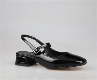 Feles 106-530 Siyah Rugan Kadın Topuklu Ayakkabı