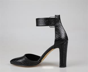 Feles 121-319 Siyah Rugan Kadın Topuklu Ayakkabı