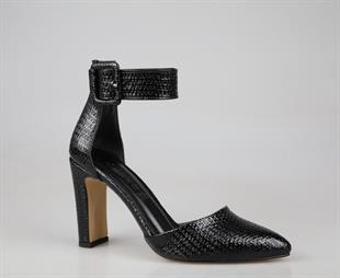 Feles 121-319 Siyah Rugan Kadın Topuklu Ayakkabı