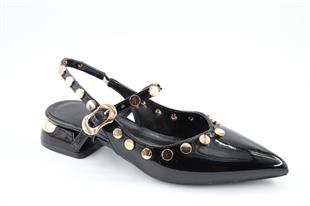 Feles 129-1200 Siyah Rugan Kadın Topuklu Ayakkabı