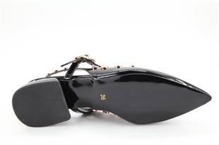 Feles 129-1200 Siyah Rugan Kadın Topuklu Ayakkabı