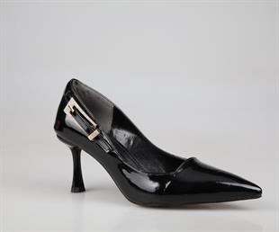 Feles 129-1295 Siyah Rugan Kadın Topuklu Ayakkabı