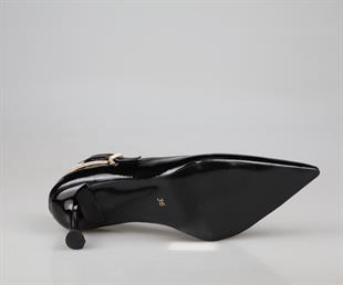 Feles 129-1295 Siyah Rugan Kadın Topuklu Ayakkabı