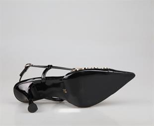 Feles 129-1302 Siyah Rugan Kadın Topuklu Ayakkabı