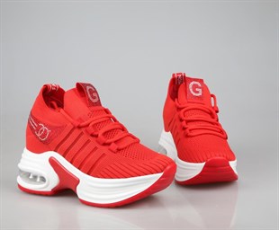 GUJA 25y300-14 Dolgu Topuk Kırmızı Kadın Sneakers