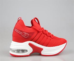 GUJA 25y300-14 Dolgu Topuk Kırmızı Kadın Sneakers