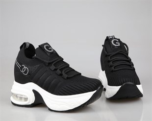 GUJA 25y300-14 Dolgu Topuk Siyah Kadın Sneakers