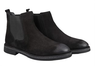 MARCOMEN 14017 Saf Deri Siyah Suet Erkek Bot