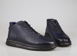 MARCOMEN 16208 Saf Deri Lacivert Erkek Bot