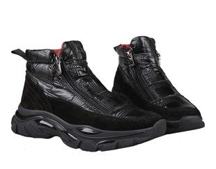 MARCOMEN 16218 Hakiki Deri Siyah Suet Erkek Bot