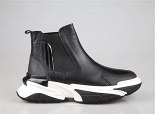 MARCOMEN 18476 Hakiki Deri Siyah-Beyaz Erkek Bot