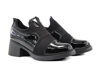 Miss Park Moda 207 k6668 Loafer Siyah Rugan Kadın Günlük Ayakkabı
