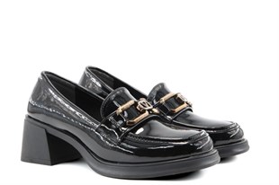 Miss Park Moda 386 k1457 Loafer Siyah Rugan Kadın Günlük Ayakkabı