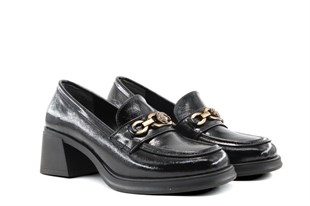 Miss Park Moda 386 k1464 Loafer Siyah Rugan Kadın Günlük Ayakkabı