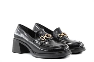 Miss Park Moda 386 k1464 Loafer Siyah Rugan Kadın Günlük Ayakkabı