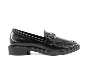 Miss Park Moda 386 k909 Loafer Siyah Rugan Kadın Günlük Ayakkabı