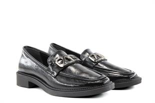 Miss Park Moda 386 k909 Loafer Siyah Rugan Kadın Günlük Ayakkabı