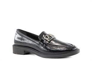 Miss Park Moda 386 k909 Loafer Siyah Rugan Kadın Günlük Ayakkabı