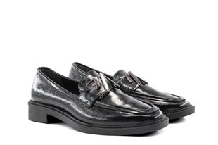 Miss Park Moda 386 k910 Loafer Siyah Rugan Kadın Günlük Ayakkabı