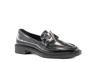 Miss Park Moda 386 k910 Loafer Siyah Rugan Kadın Günlük Ayakkabı