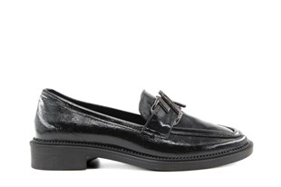 Miss Park Moda 386 k910 Loafer Siyah Rugan Kadın Günlük Ayakkabı