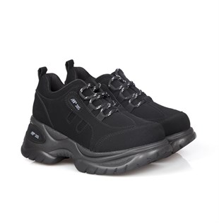 MP 232-305 Dolgu Topuk Siyah Nubuk Kadın Sneakers